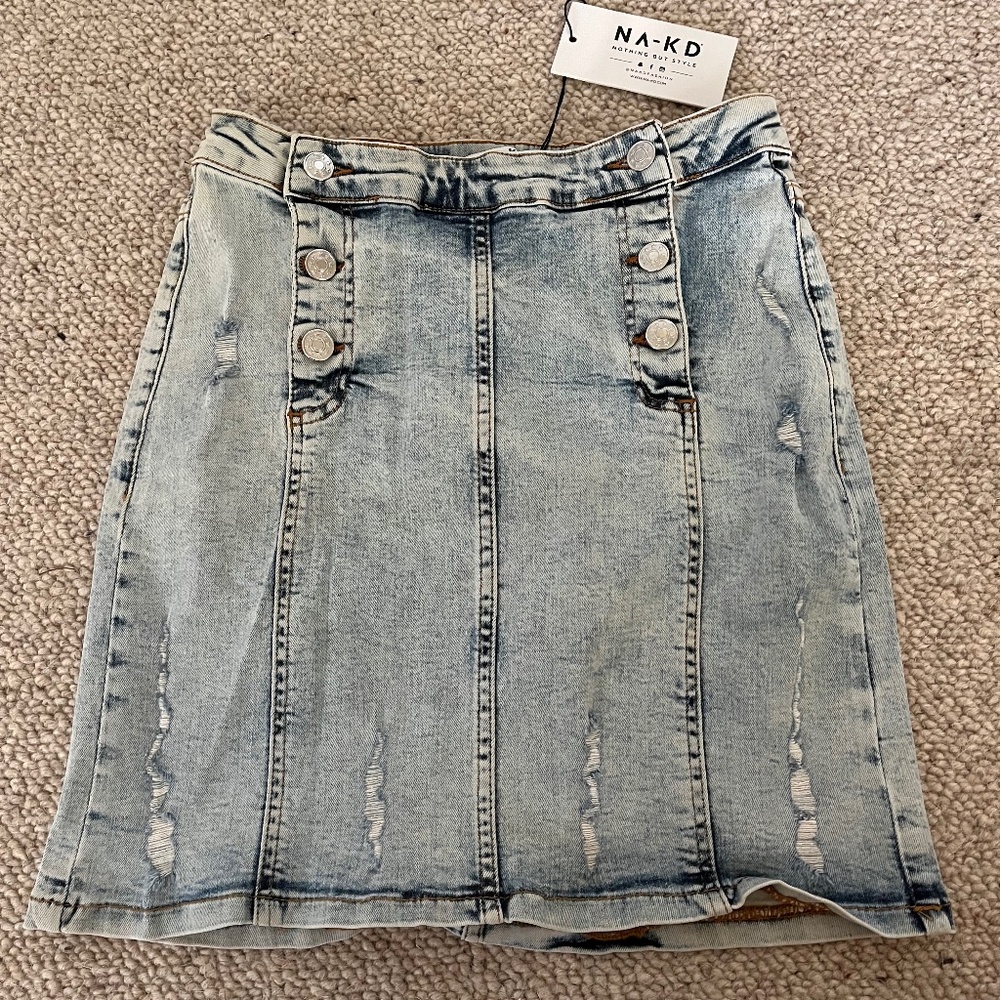 Nakd Button Detail Denim Skirt